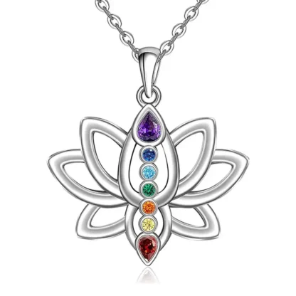 Chakra Rhinestone Lotus Flower Pendant