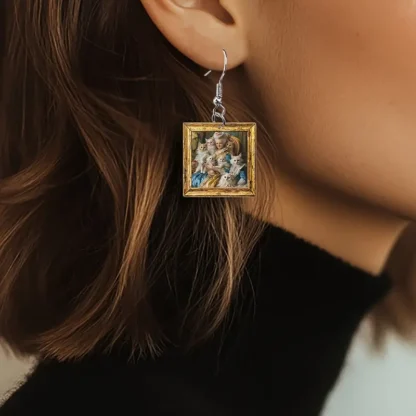 "Marie Antoinette and Her Children" Cat Earrings - Inspired by Élisabeth Vigée Le Brun - Image 2