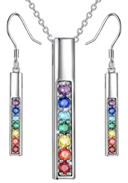 Matching Necklace & Earrings Chakra Bar Set