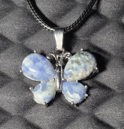 Grey / Blue Stone Butterfly Pendant