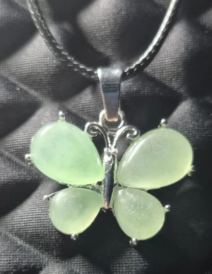 Light Green Stone Butterfly Pendant