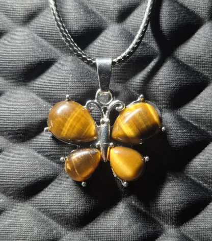 Tigers Eye Stone Butterfly Pendant