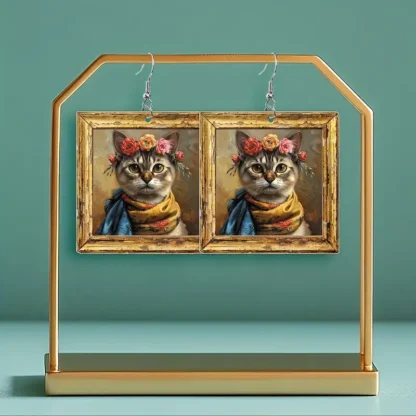 "The Two Fridas" Cat Earrings - Inspired  by Frida Kahlo