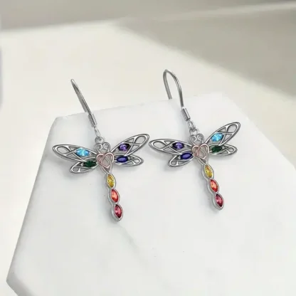 Chakra Rhinestone Dragonfly Earrings