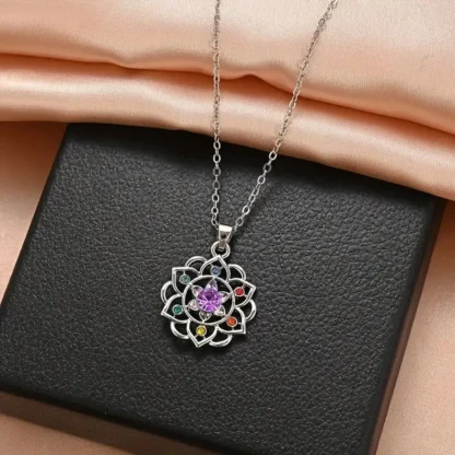 Chakra Rhinestone Flower Pendant