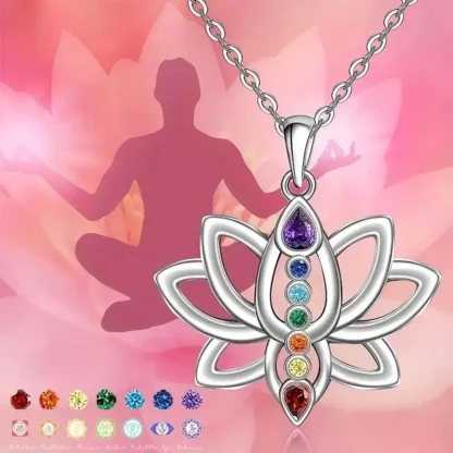 Chakra Rhinestone Lotus Flower Pendant - Image 2