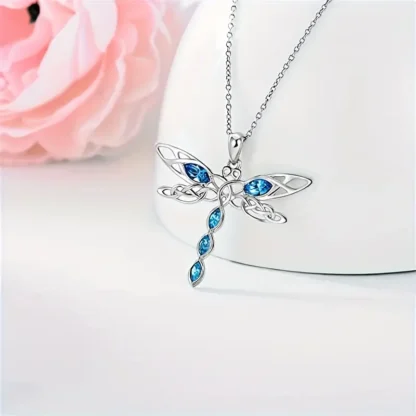 Blue Rhinestone Dragonfly Pendant