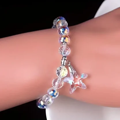 Clear Iridescent Faceted Bead Bracelet with Starfish Charm