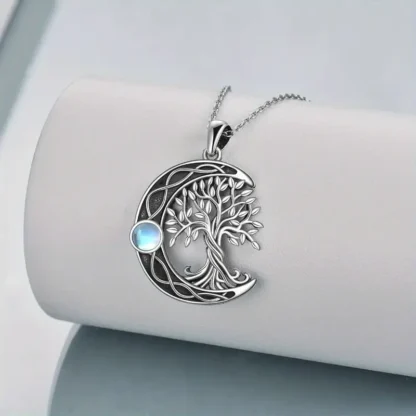 Crescent Moon with Tree of Life Pendant