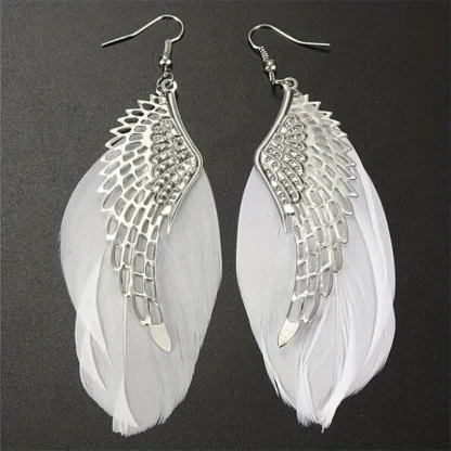 Feather Earrings with Wing Charm