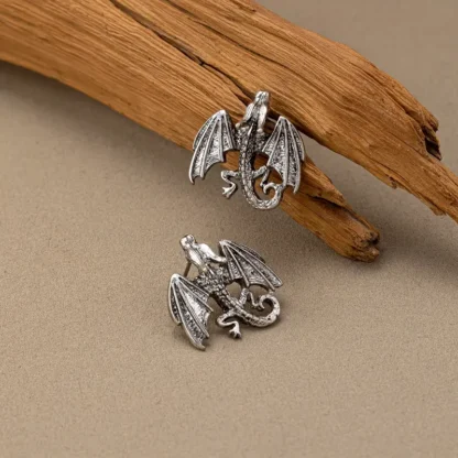 Silvery Flying Dragon Earrings