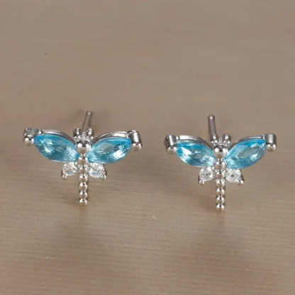 Blue Rhinestone Butterfly Earrings