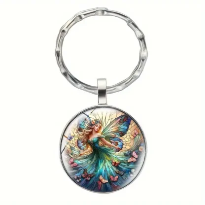 Glass Cabochon Fairy Keychain #2