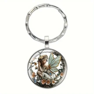 Glass Cabochon Fairy Keychain #5