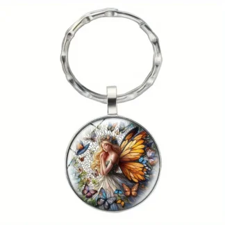 Glass Cabochon Fairy Keychain #6