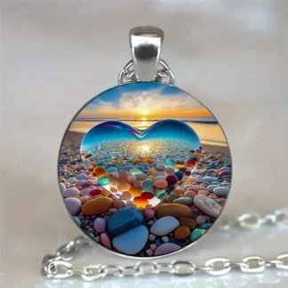 Glass Cabochon Ocean Pendant