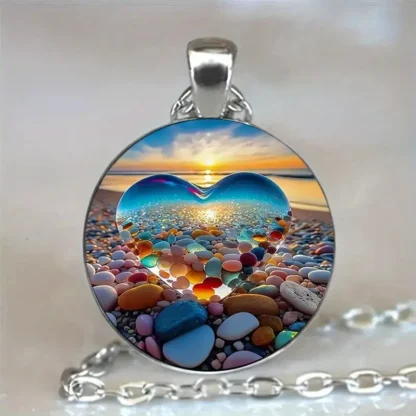 Glass Cabochon Ocean Pendant